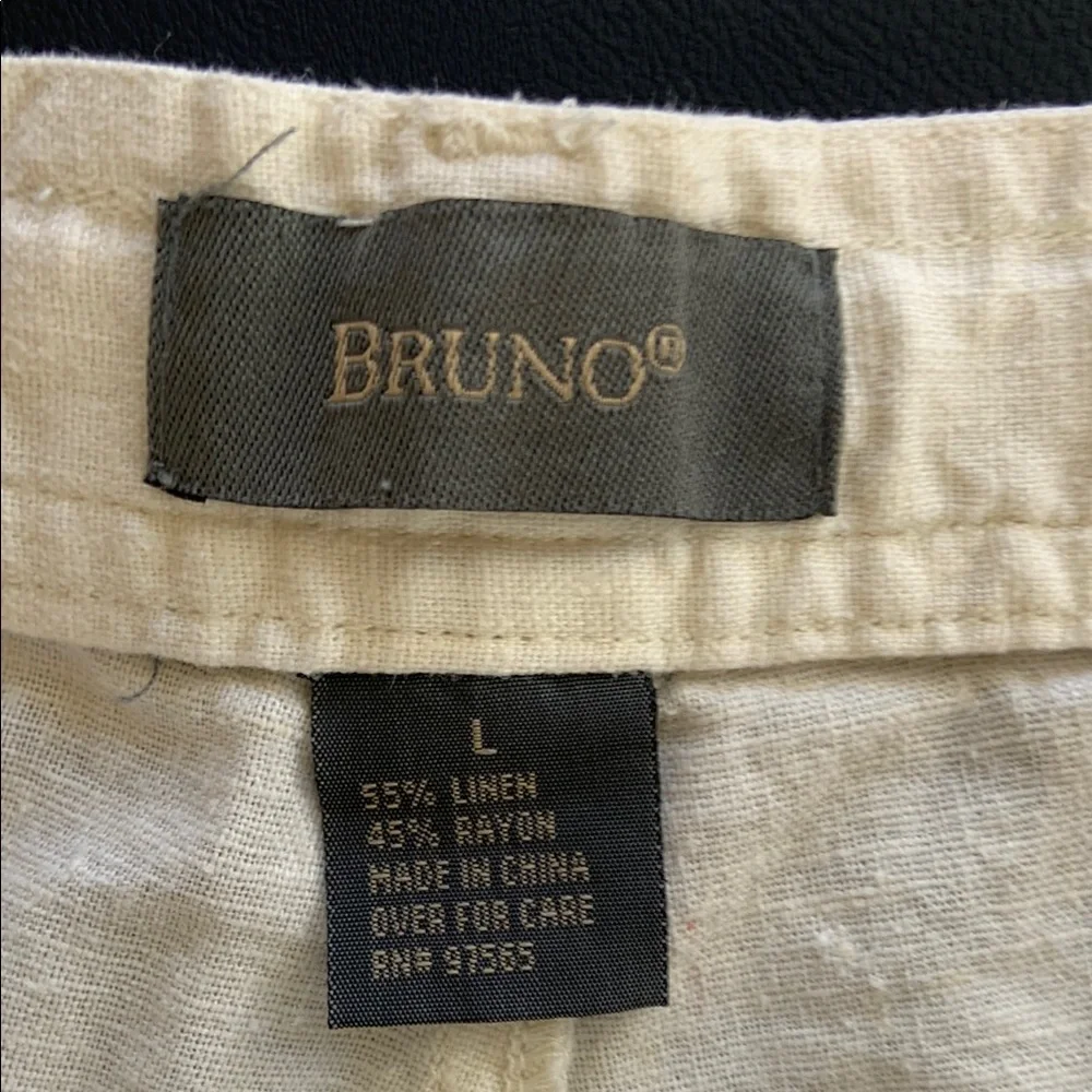 Bruno Men’s Cream Linen Blend Relaxed Pants Size L Beach Coastal
